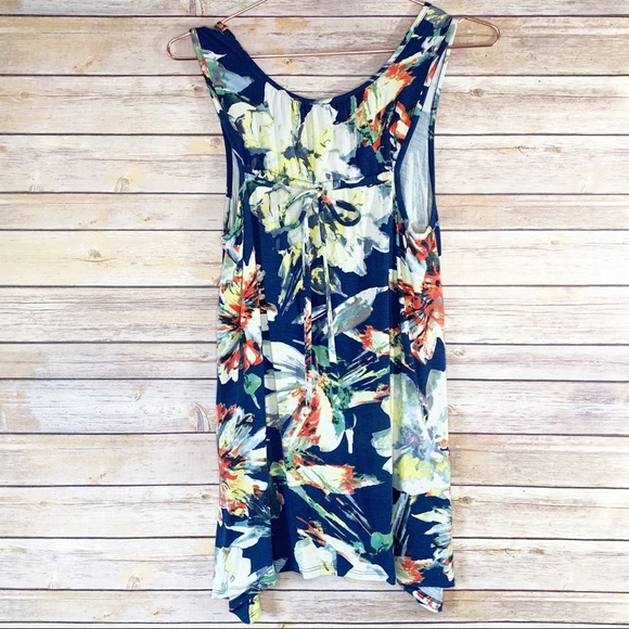 Anthropologie Weston Wear Blue Floral Top Sleeveless Tunic - Picture 3 of 5